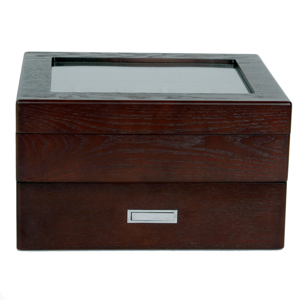 Brown Espresso 20 | Watch Box with High Clearance | TSBOX20ESS closed front