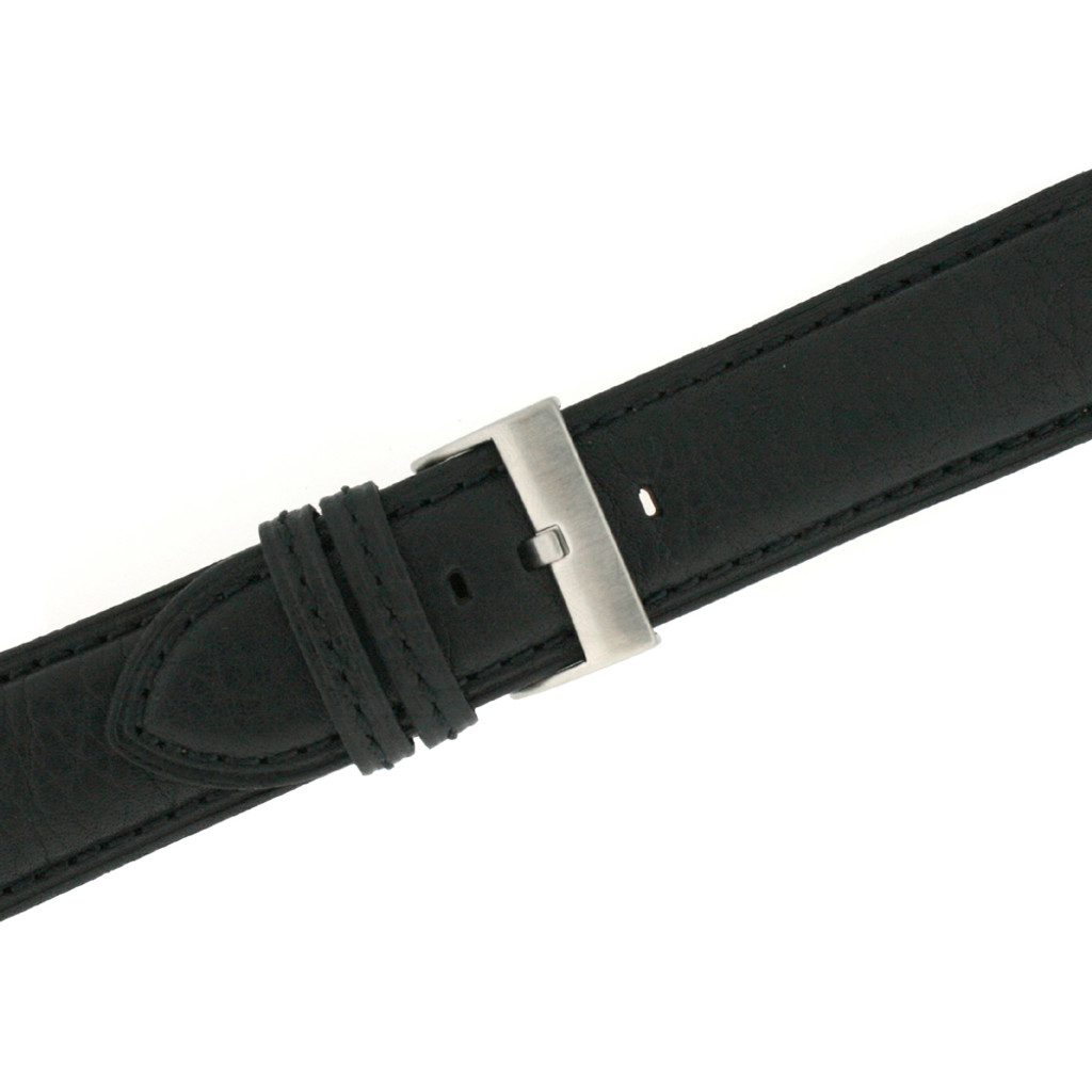 Extra Wide XL Watch Band in Black Calfskin
