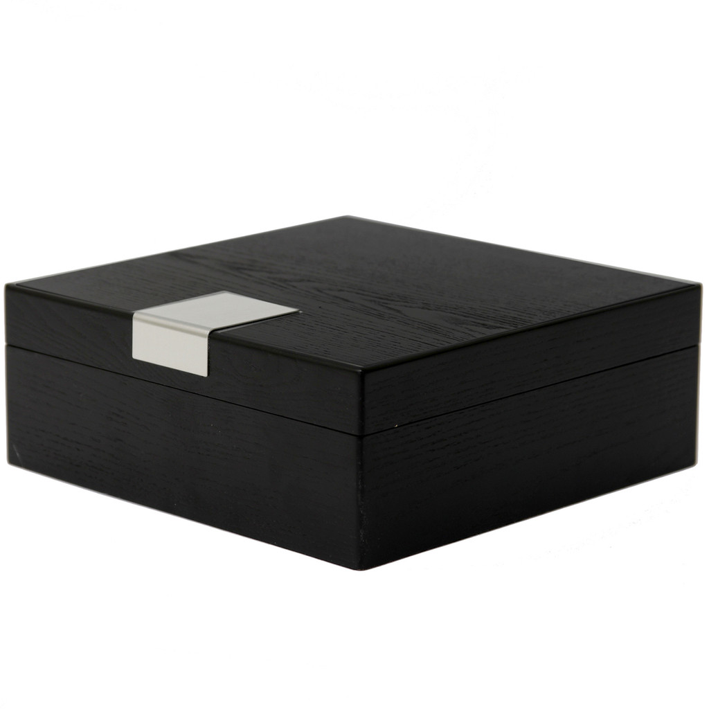 Engravable Black Wood Watch Box | TechSwiss | TSBOX6200BK | Closed Side