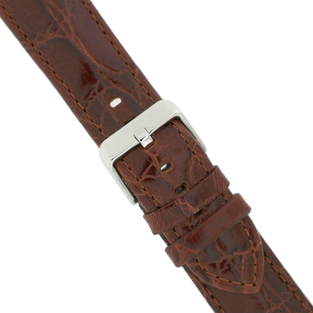 Brown Alligator Grain Leather Watch Band | TechSwiss Brown Leather Watch Bands | LEA331 | Buckle