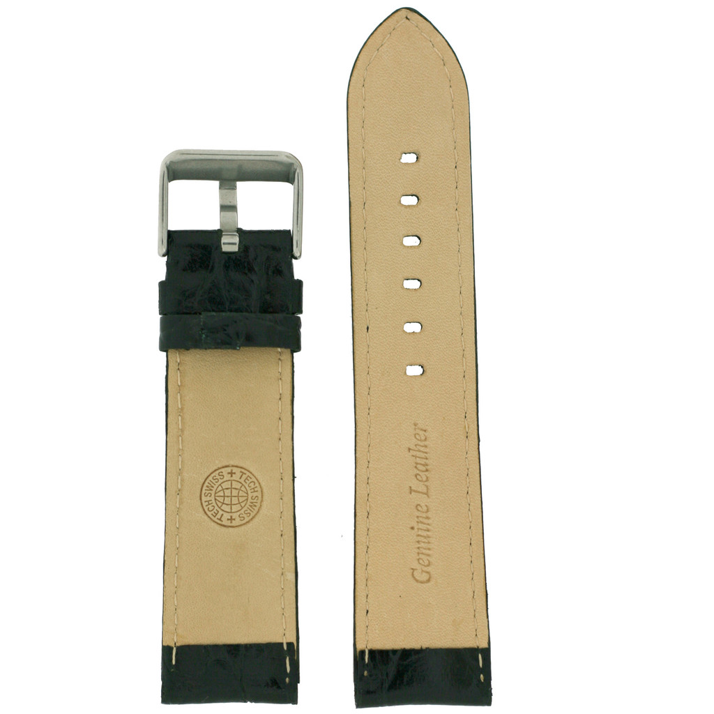 Leather Watch Band in Alligator Grain Black (LEA330) | rear