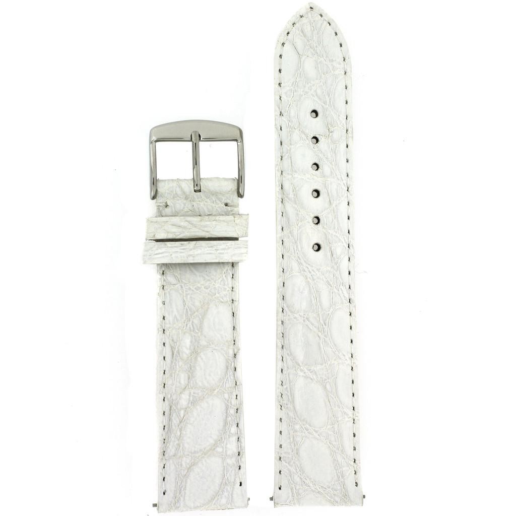 White Crocodile Quick Release Watch Band | Easy Change White Crocodile Genuine Leather Watch Band | TechSwiss LEA846 | Main