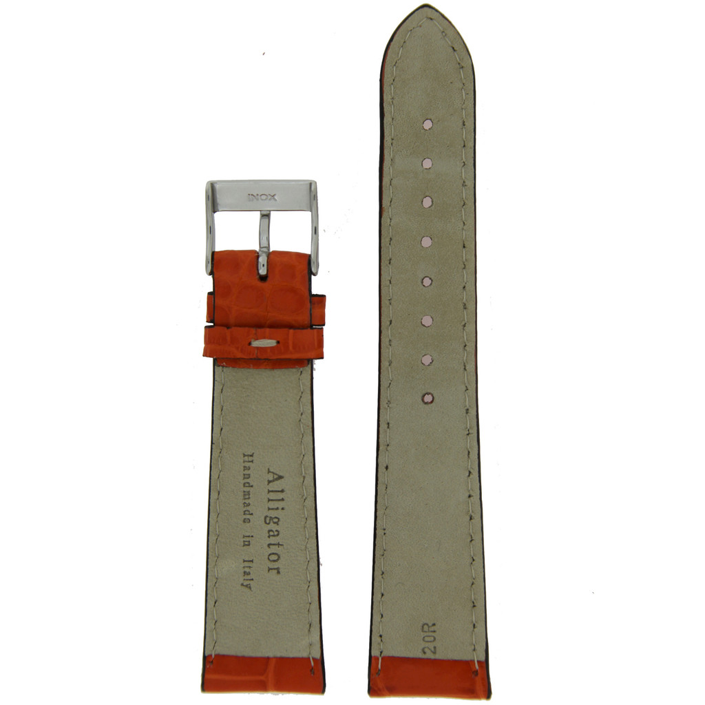 Watch Band Genuine Alligator Orange White Stitching