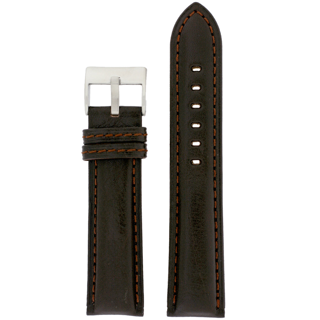 Padded Leather Watch Band in Deep Espresso Brown | Comfortable Watch Straps | TechSwiss | LEA1455 | Main