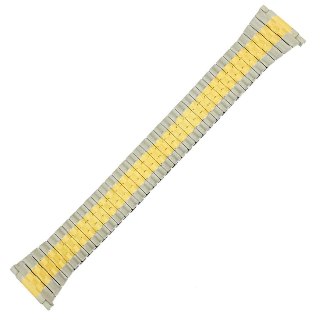 XL Watch Band Expansion Long Metal Stretch Two-Tone Mens 16mm-20mm
