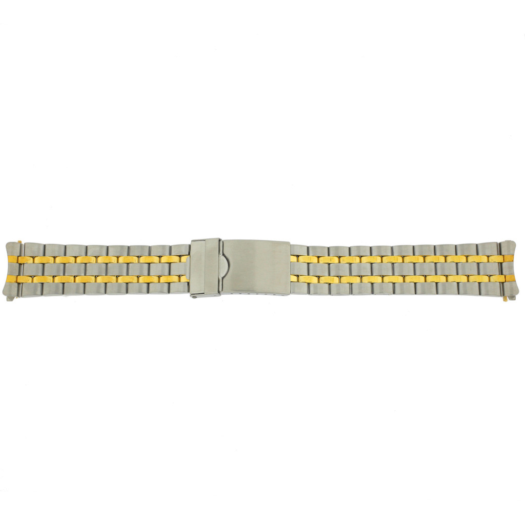 Watch Band Mens Metal Stainless Steel Gold Plated 2-Tone 20mm