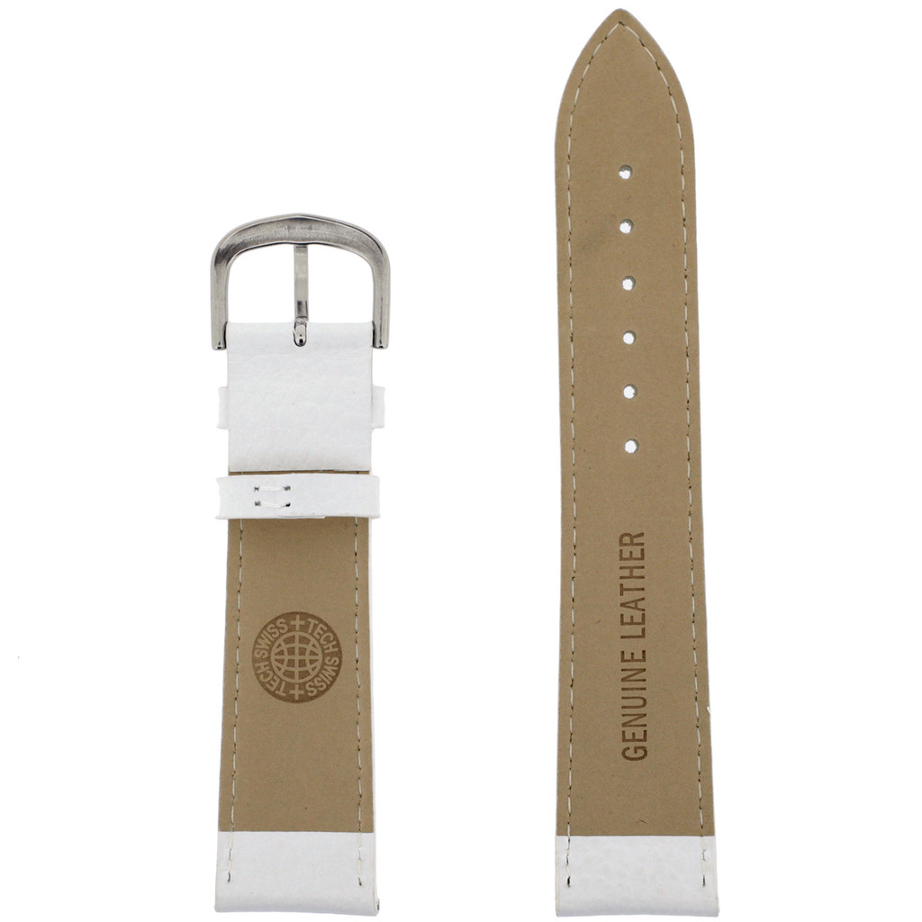 White Leather Watch Band | Classic White Watch Strap | Traditional White Leather Watch Band | TechSwiss LEA352 | Lining