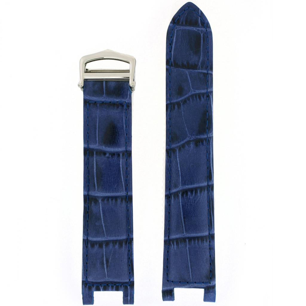Blue Pasha NON ORIGINAL Leather Watch Band | Crocodile Grain Pasha Replacement Straps | TechSwiss LEAPABRN | Main