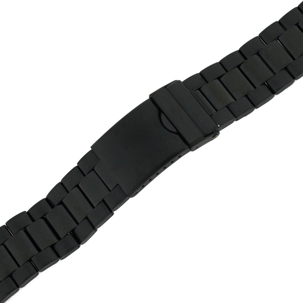 Mens Black Metal Watch Band  | TechSwiss MET430 | Buckled
