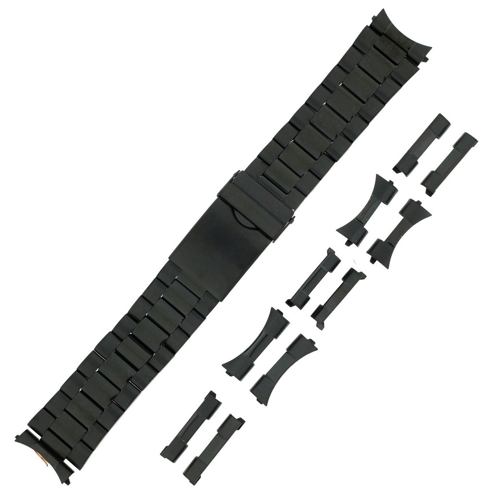 Black Metal Watch Band  | TechSwiss MET430 | Front