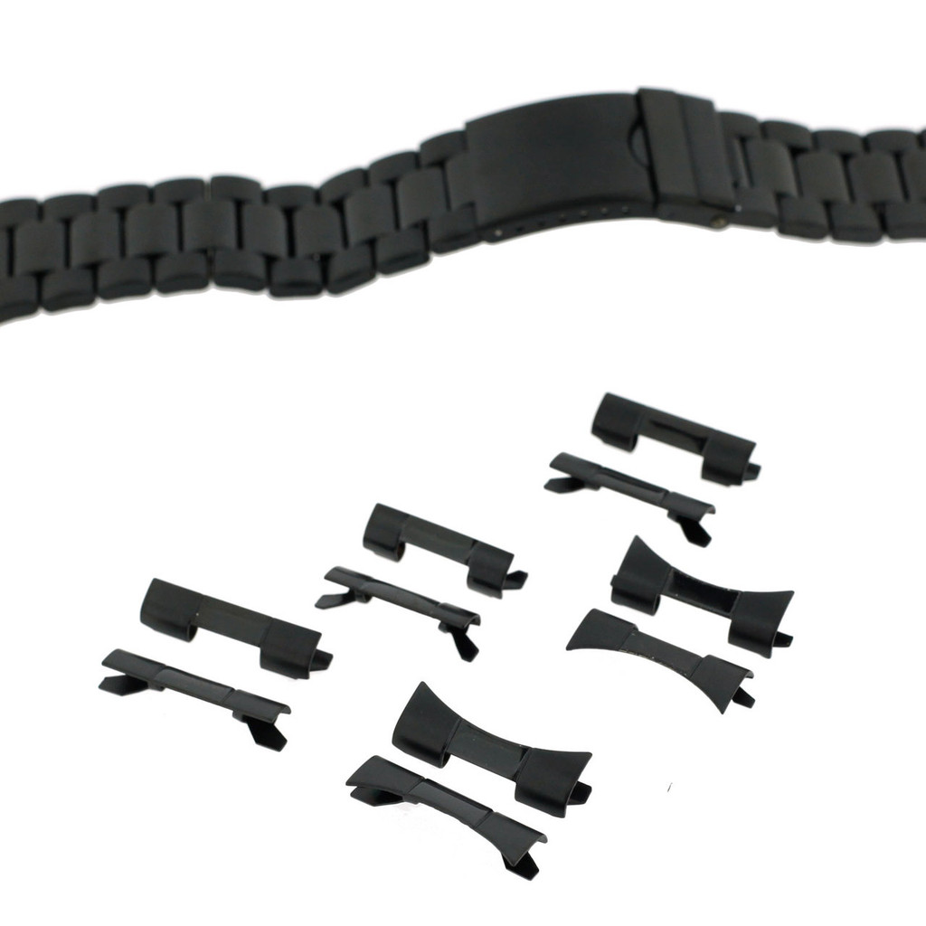 Bracelet Black Metal Watch Band  | TechSwiss MET430 | Open