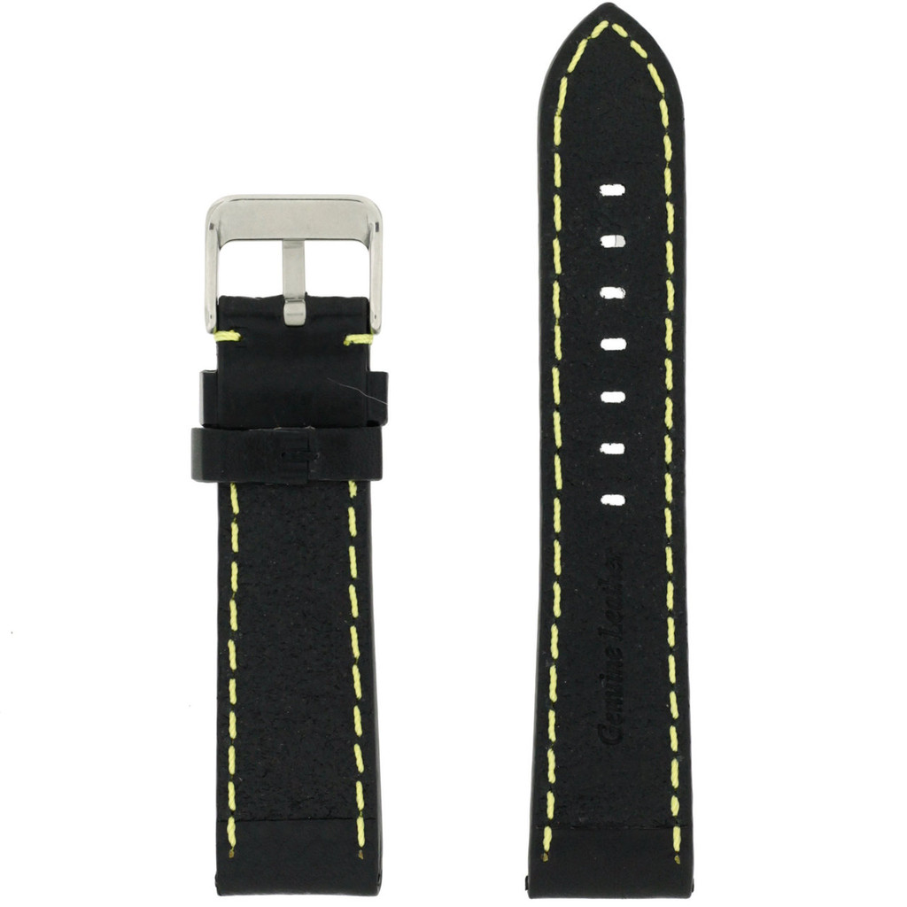 Black Padded Watch Strap | TechSwiss LEA582 | Front