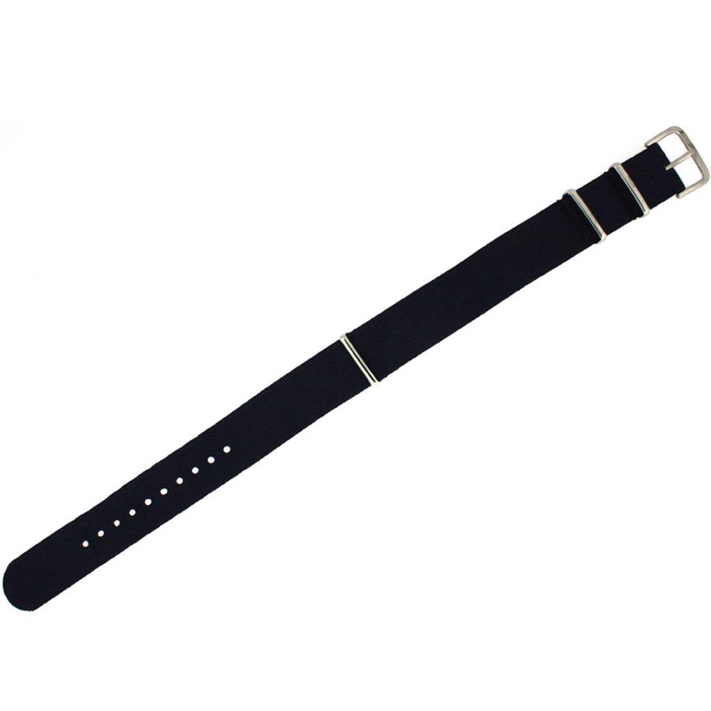 Nylon Watch Strap with SS Buckle - Black One Piece Sport Band