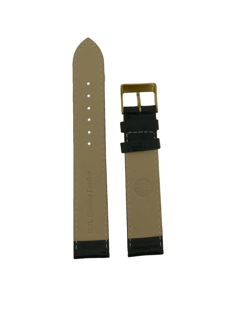 Watch Band Extra Long XL Comfort Padded Black Leather Strap 12mm-22mm