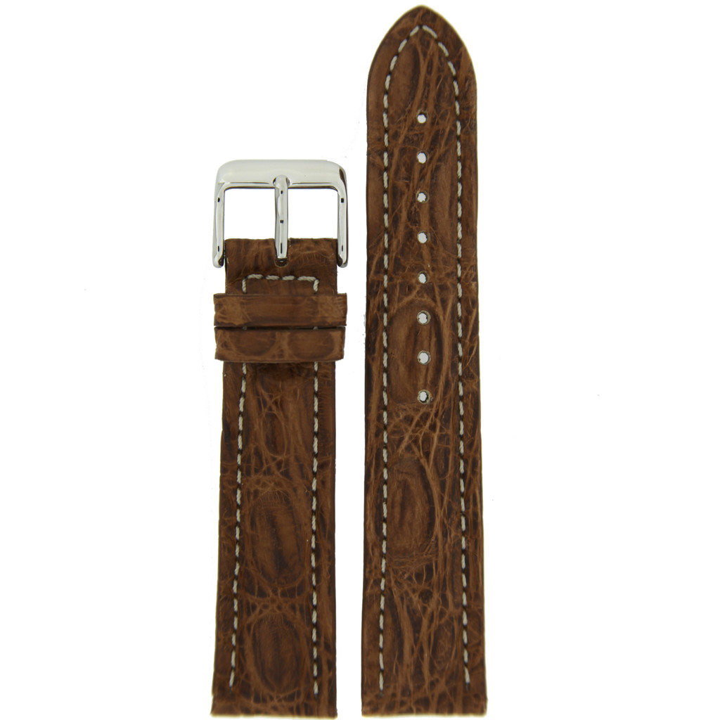 Brown Genuine Crocodile Watch Band Matte | TechSwiss  LEA852 | Main