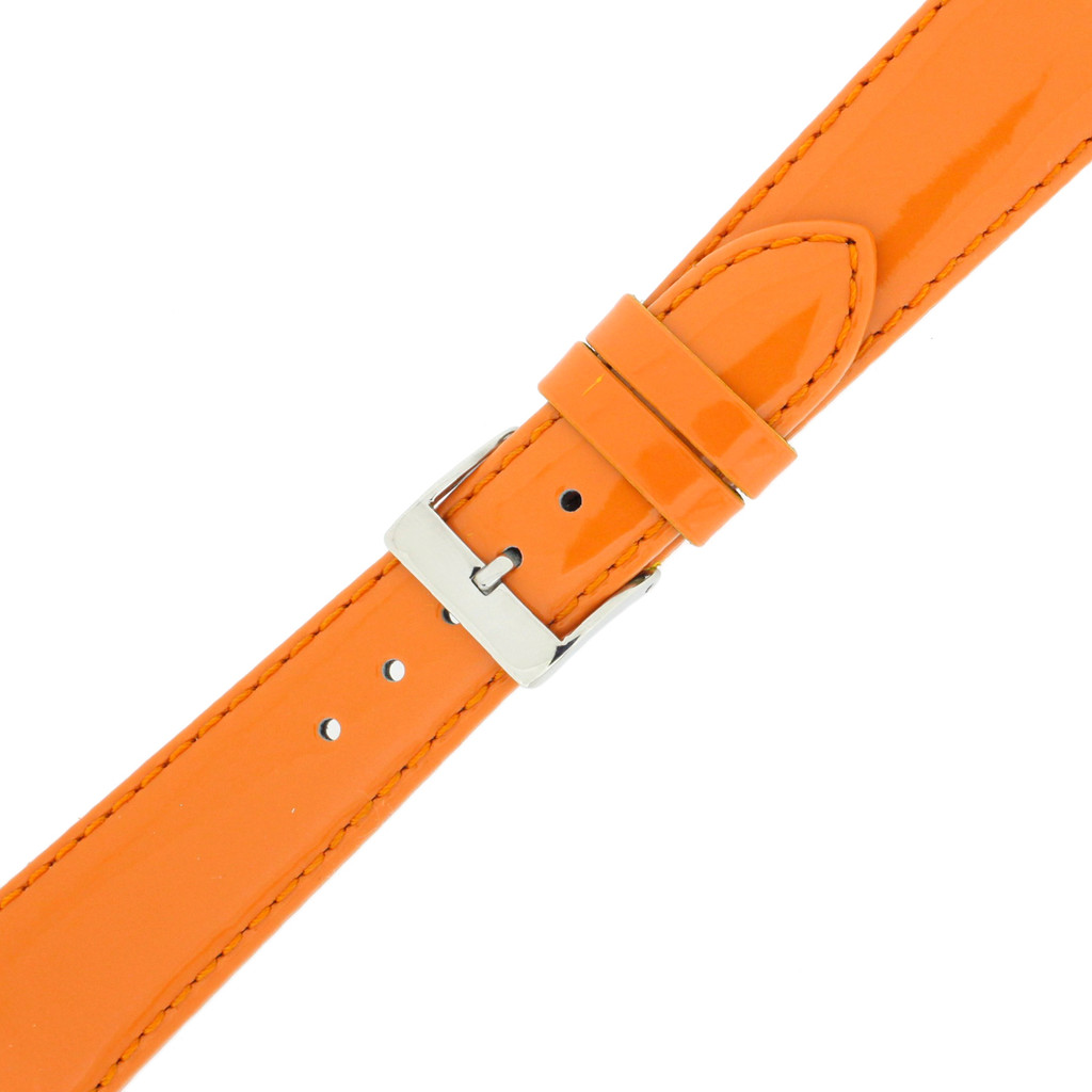 Orange Watch Band Patent Leather LADIES LENGTH Built-In Spring Bars Short