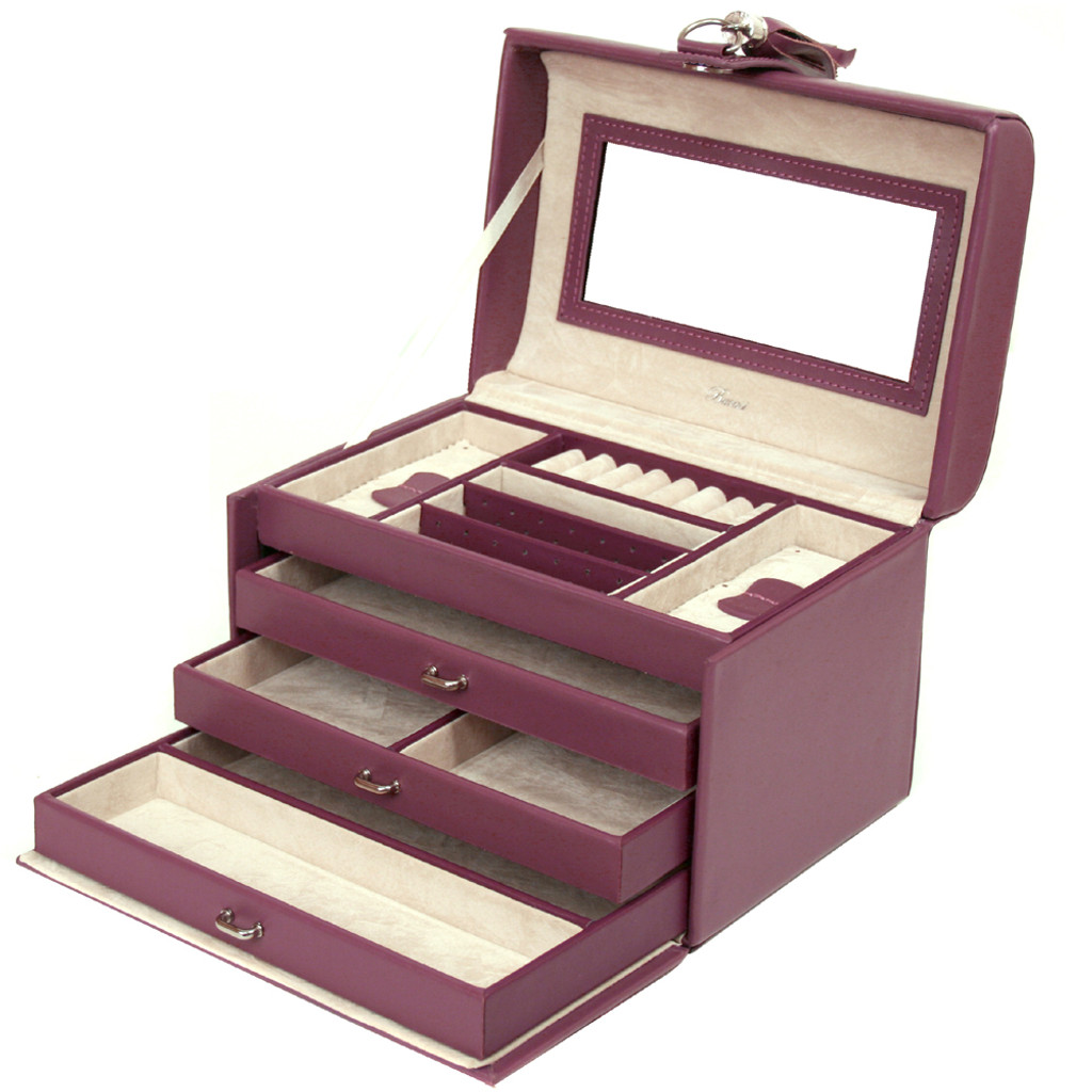 Leather Jewelry Box in Plum