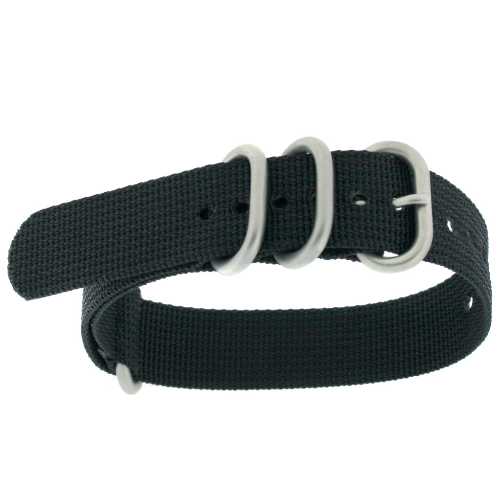 Nylon Strap with Rounded Buckle One-Piece Waterproof Black 18MM - 22MM