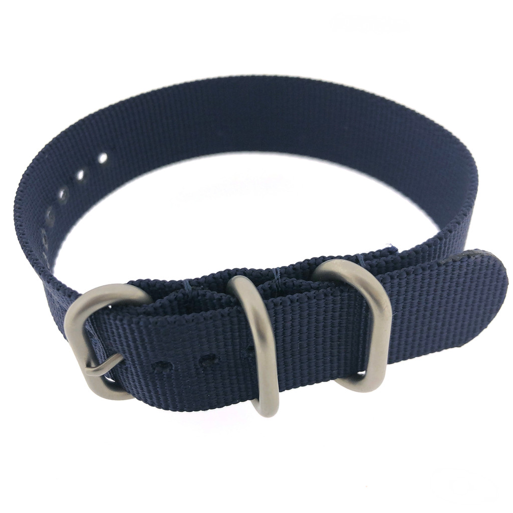 Nylon Watch Band One Piece Sport Style Navy Blue- 20mm