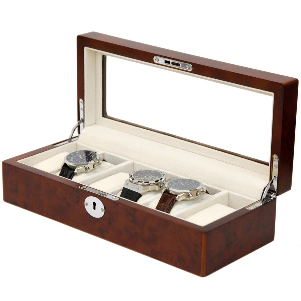 Brown Wood 6 Watch Box | TechSwiss |  Main