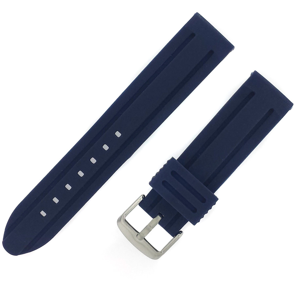 Blue Silicone Waterproof Watch Band | TechSwiss RS121BLU | Side