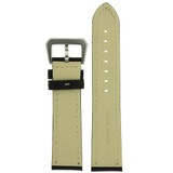 Watch Band Leather Black White Stitching Heavy Buckle LEA490 | Rear