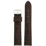 Long Brown Leather Alligator Grain Watch Band | TechSwiss Long Leather Watch Bands  | LEA1560 | Front