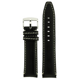Black Leather Watch Band | TechSwiss Leather Watch Bands | LEA1446 | Front Black Leather Watch Band | TechSwiss Leather Watch Bands | LEA1446 | Front