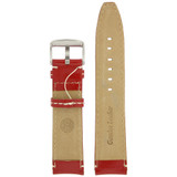 Watch Band Red Leather White Contrast Stitching Extra Loop Connection