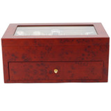 Burlwood Wood Watch Box for 20 Watches| TechSwiss TSBXA20BUR | closed