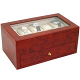 Burlwood Wood Watch Box for 20 Watches| TechSwiss TSBXA20BUR | Angle