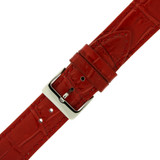 Watch Band Leather Crocodile Grain Red LADIES LENGTH Built-In Spring 18mm -22mm