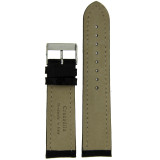 Watch Band Long Genuine Crocodile Black Padded White Stitched 18mm 20mm 22mm