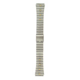 Stainless Steel Two-Tone Watch Band Mens Sliding Clasp 18mm