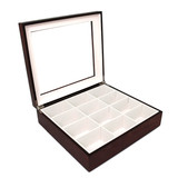 Cherry Wood Tie Box | Tie Display Case TechSwiss TIEBOX1 | Cherry Tie Case | Wood Tie Organizer | Front OPEN