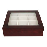 Cherry Wood Tie Box | Tie Display Case TechSwiss TIEBOX1 | Cherry Tie Case | Wood Tie Organizer | Front Closed
