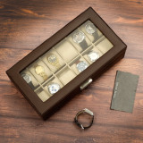 12 Slot Leather Brown Watch Box Large XL 60mm Wide Watches Display Window | Catalog