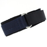 Watch Band One Piece Nylon Hook Loop Sport Strap Blue Black 16mm - 22mm