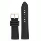 Silicone Rubber Watch Band Stainless Steel Black - Front