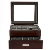 Brown Espresso 20 | Watch Box with High Clearance | TSBOX20ESS open front