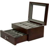 Brown Espresso 20 | Watch Box with High Clearance | TSBOX20ESS open angle 2