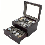 Brown Espresso 20 | Watch Box with High Clearance | TSBOX20ESS open angle