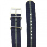 20mm Watch Band Nylon One Piece Military Sport Navy Grey Stripe Fits Weekender