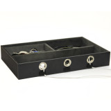 Valet Tray Charging Station Cell Phones Coins Keys Jewelry Leather - Black