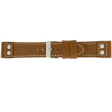Watch Band Tan Brown Pilot Style Strap White Stitching Metal Tabs Mens 20mm 24mm