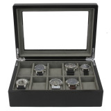 Watch Box For 10 Watches Front View TSBOX10ESSBK