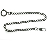 Pocket Watch Chain Fob Curb Link Design Gunmetal-Tone 14"