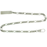 Pocket Watch Chain Fob Figaro Link Design Silver-Tone 14" - Clip