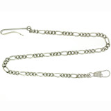 Pocket Watch Chain Fob Figaro Link Design Silver-Tone 14" - Clip