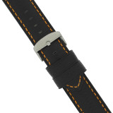 Padded Black Watch Band Orange Stitching Buckle LEA1571 | Buckle